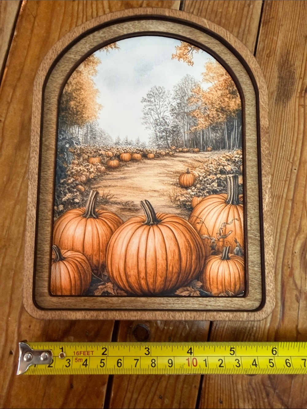 Autumn Pumpkin Field Wall Art Plaque - Orange